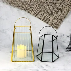 Wholesale multi function vase lantern in metal and glass for flowers candles wedding table lamp centerpieces