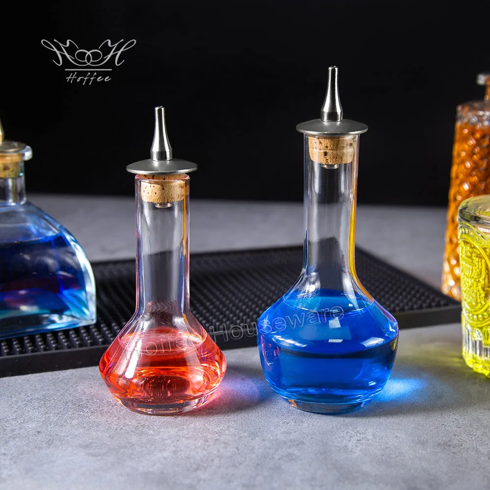 Bar Metal Spout Cork Top Glass Bitter Bottle Raffaello Dash Alcohol Liquor Dispenser Cocktail Beverage Wine Absinthe Bottle