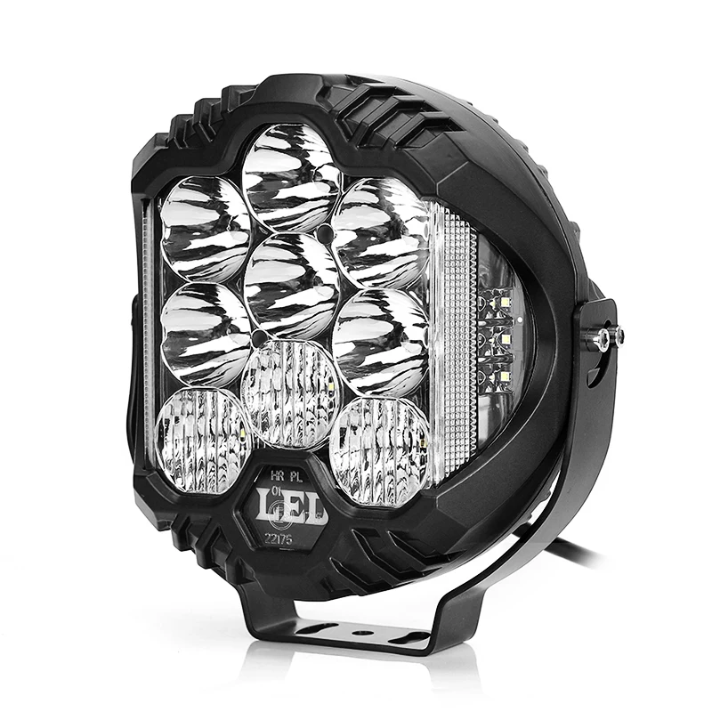 Светодиодные фары дальнего света с двумя боковыми лампами, 9 дюймов, 120 Вт