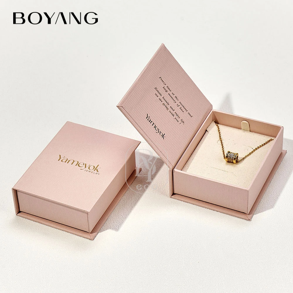 Custom Eco New Design Book Shape Pink Earring Necklace Gift Packaging Jewelry Paper Boxes with Logo