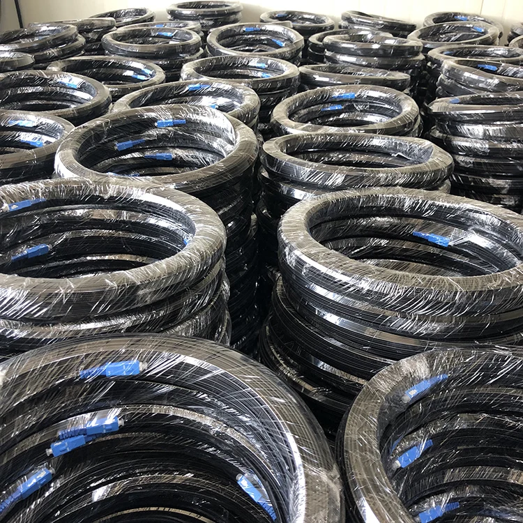  150 Meters Flat Shape Single Mode Steel Metal Member GJYXFCH Indoor Outdoor FTTH Drop Cable Fiber SC