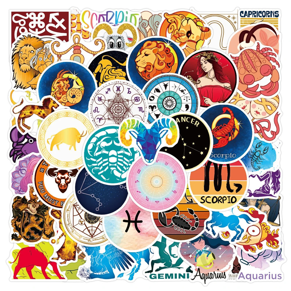 50pcs/Pack  Waterproof Constellation Stickers Skateboard Motorcycle Guitar Luggage Laptop Bicycle stickers for kids