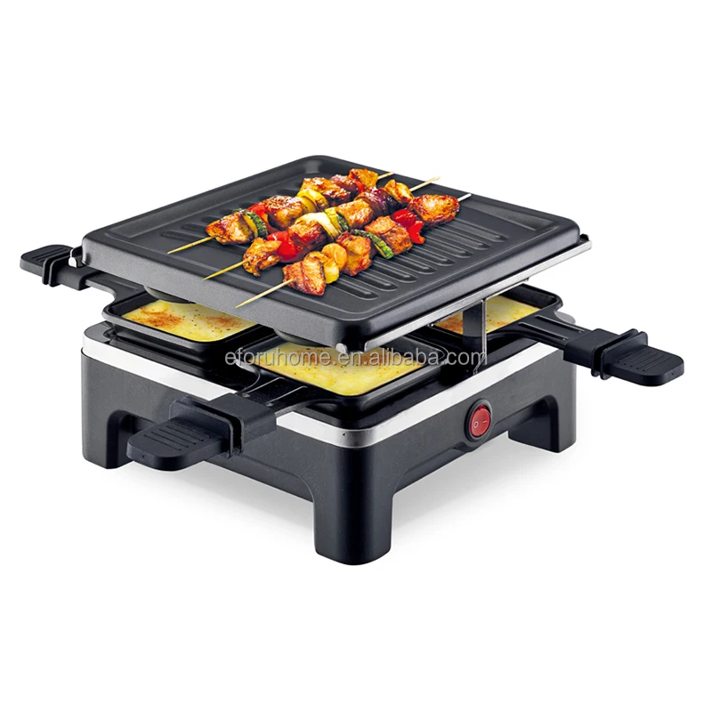 EFORU Raclette Grill 4 Persons Indoor Grill Machine Party Kitchen Electric Vertical BBQ Grill for Cheese Raclette