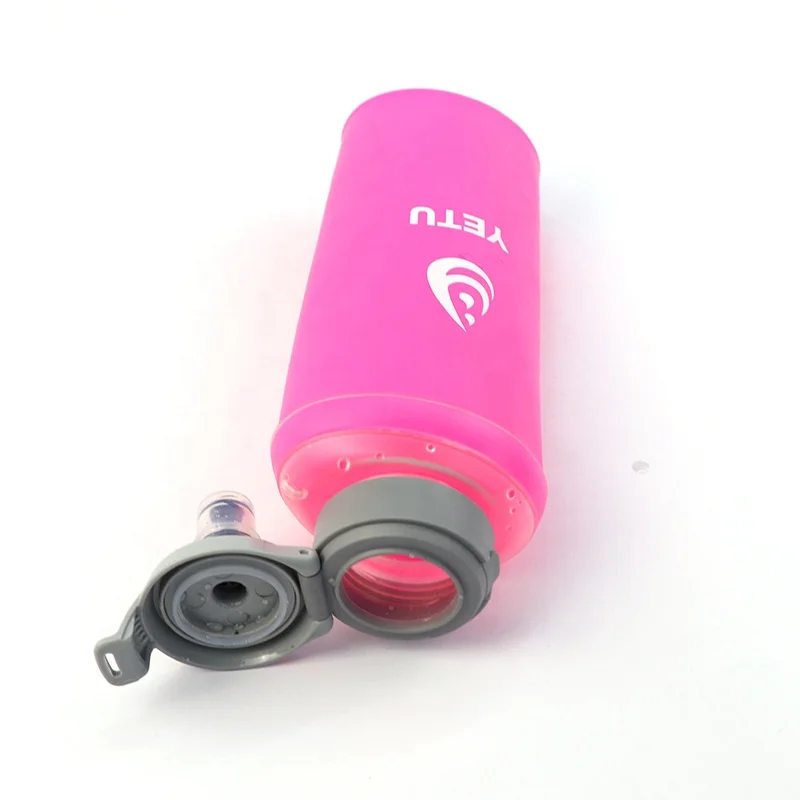 Yetu Oem/Odm Folding Bottle Foldable 650ML 750ML Tpu Flip Cover Running Foldable Kettle Collapsible Soft Water Bottle