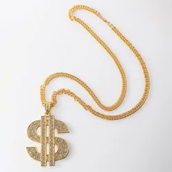 DAICY cheap fashion man hip hop gold big dollar sign pendant 18kgp necklace