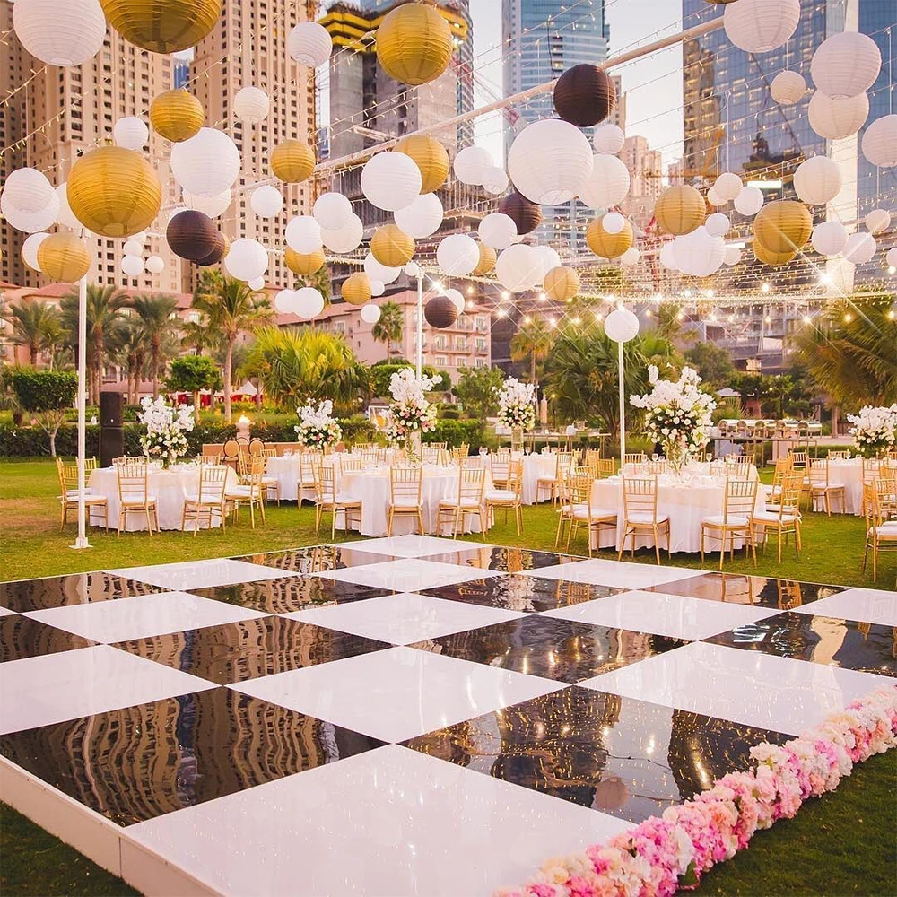 Hot selling wedding decoration portable plywood white black dance floor for sale