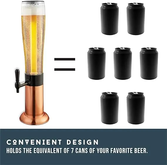 Beer Tower Dispenser with Ice Pipe and LED Light oz Mimosa Drink Dispenser with Tap Margarita Drink Tower for Party Home