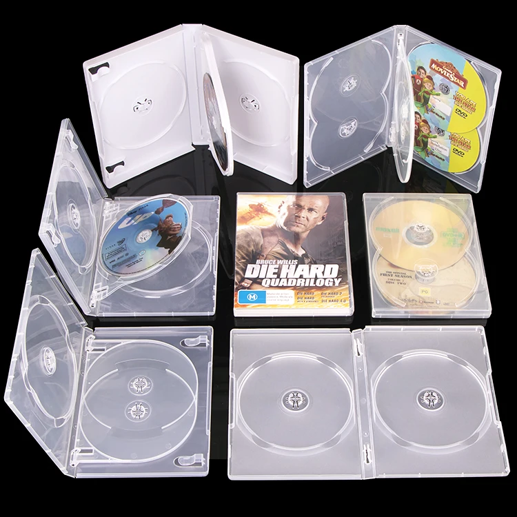 YUZMEI Plastic PP Cd Case Slim Clear Transparent Clamshell CD Single Disc Clear Clamshell Case Multi Disc Dvd Case