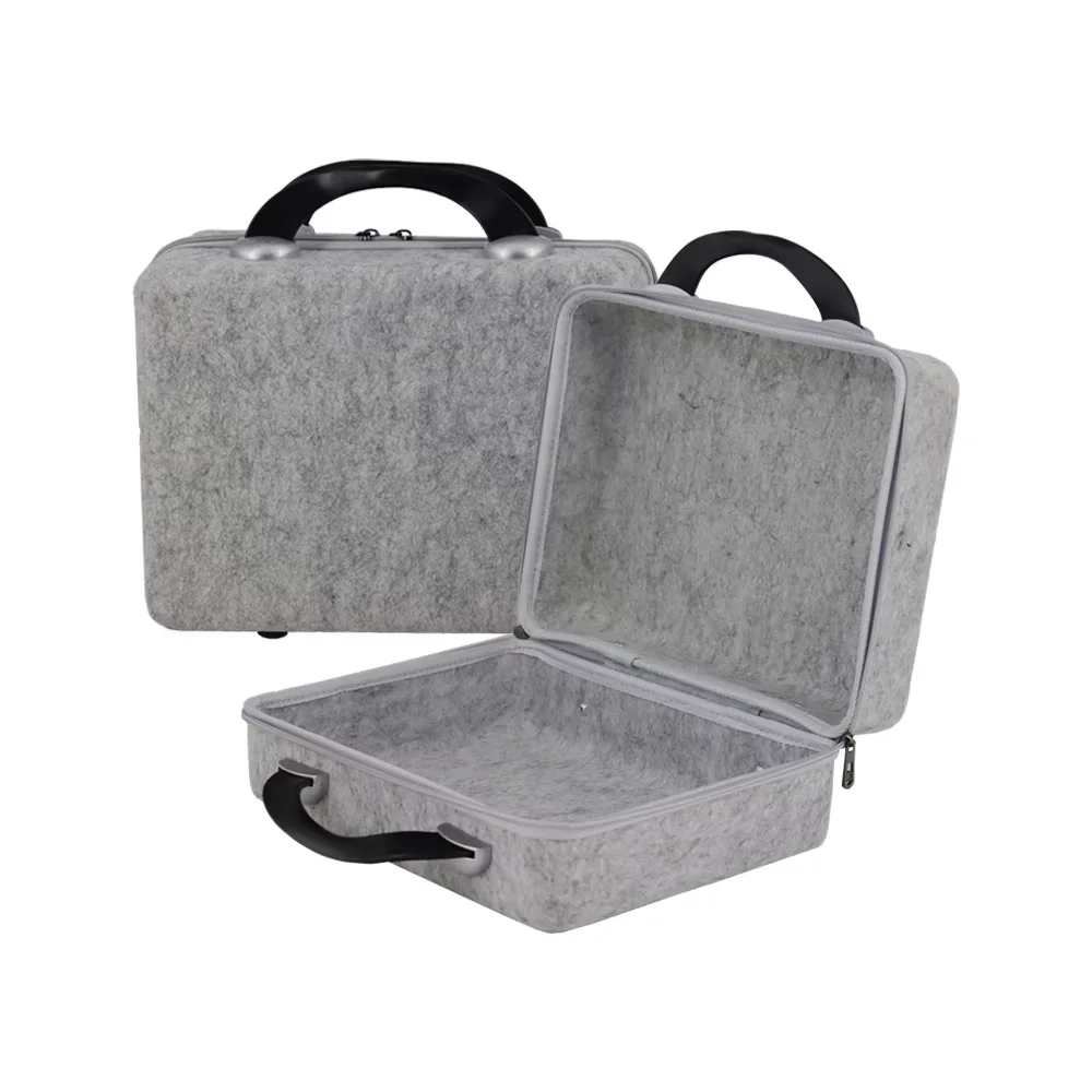 Lightweight Multifunctional Brown Felt Luggage Box Home Storage Organizer Bin with Ergonomic Rubber Handle for Closet