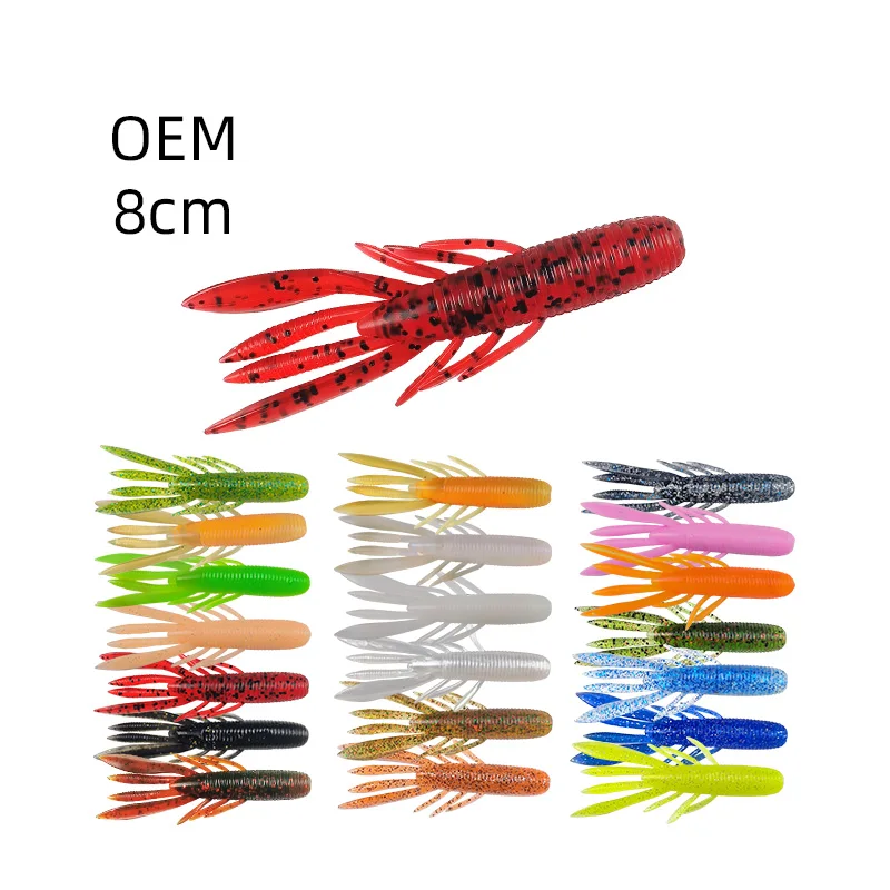 HOWELL 80MM 6.4G Mixed Color Shiner PVC Soft Worm Lure Shrimp Bionic Soft Plastic Fishing Baits