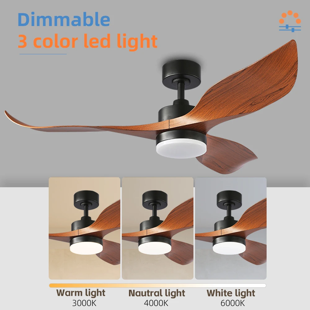 AIERTEC 52' Modern All Copper Motor 3 ABS Blades Ceiling Fans With Light Remote For Bedroom Living Room Patio