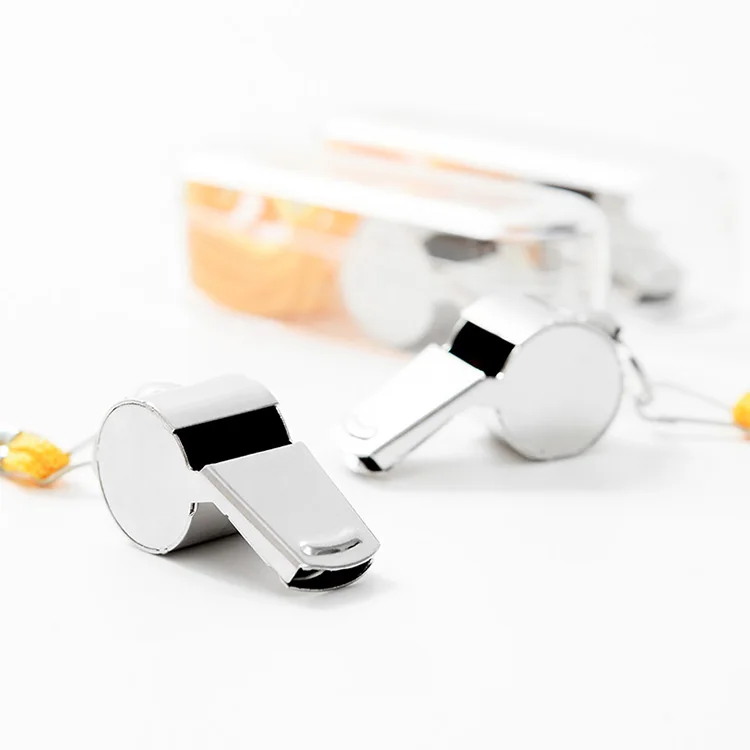 Wholesale custom logo Party Referee Sports School Football Rugby turbo metal whistle with lanyard