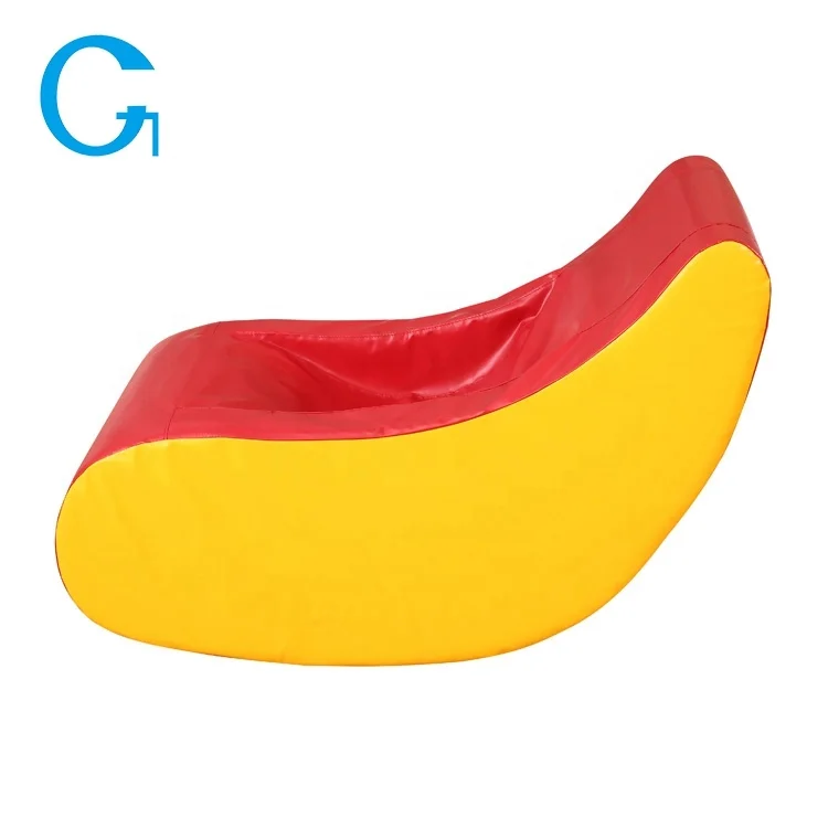 Customized Design Cheap Kids Soft Play Education Leather Sectional Sofa Red and Yellow Color Kids Soft Play
