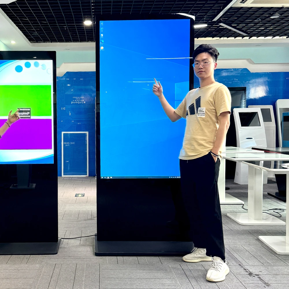 65 inch floor standing digital signage advertising portable digital poster LCD touch screen videos restaurant tv menu display