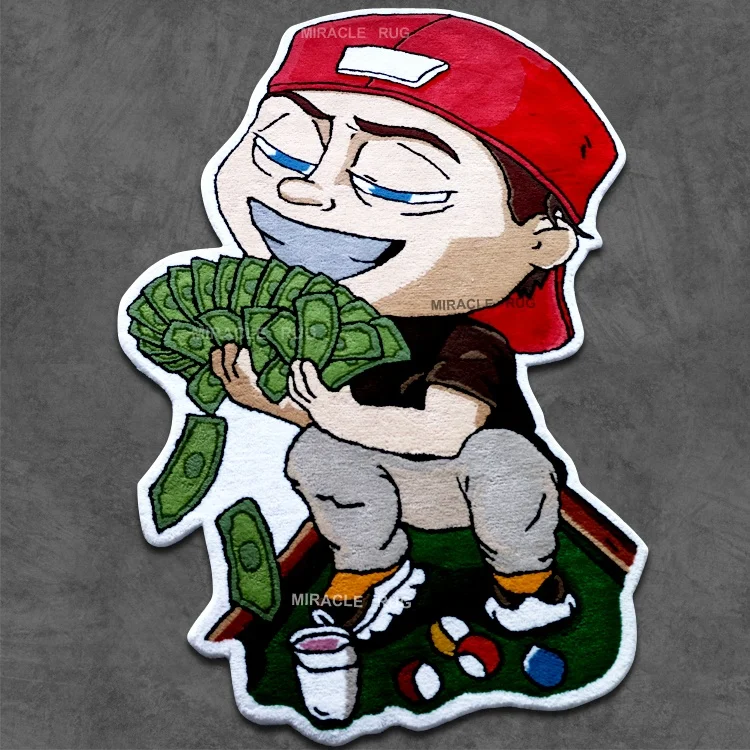 Money Man Pattern Rugs Custom Hand Tufted Carpet Die Cut Rug