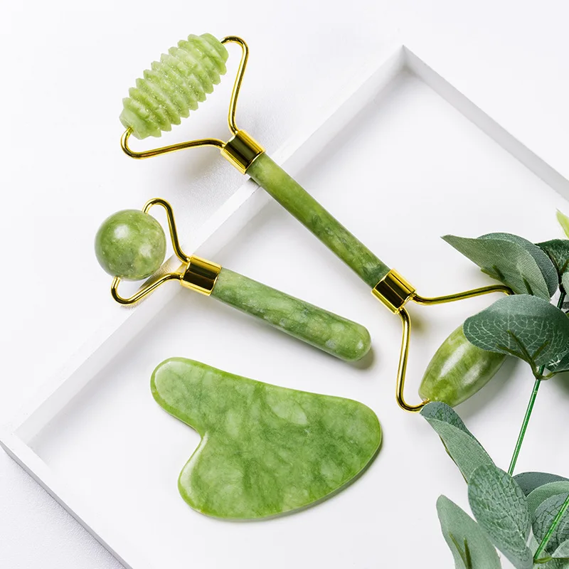 Jade Roller and Gua Sha Set Tool - 00% Real Natural Jade -Eye Treatment Products, Facial Roller for Skin, Eyes, Neck- Authentic