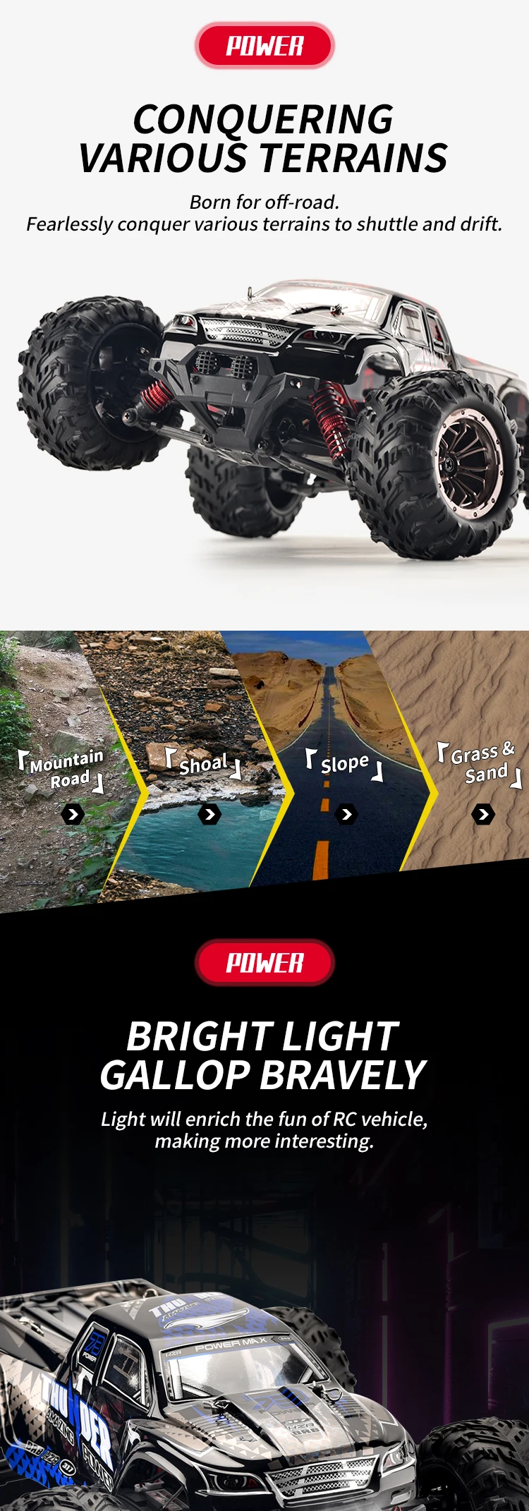 1/16 2.4G Remote Control High Speed Off-road Climbing Vehicle RC Toys USB Rechargeable Battery Remote Control Car Toy