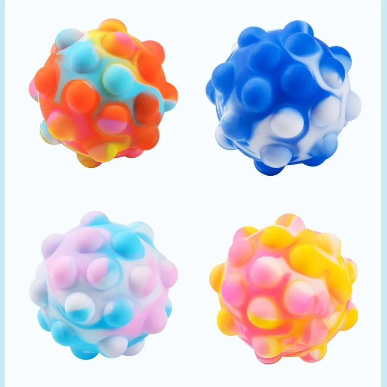 New Design Silicone Push Bubble Balls Sensory Fidget Toy Stress Reliever Autism Toy Anti-Anxiety Toys Rainbow