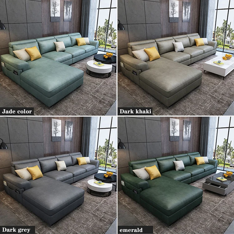 
new material leathery fabric sofa modern furniture l shaped sofa designs Living room corner sofa set furniture modern 