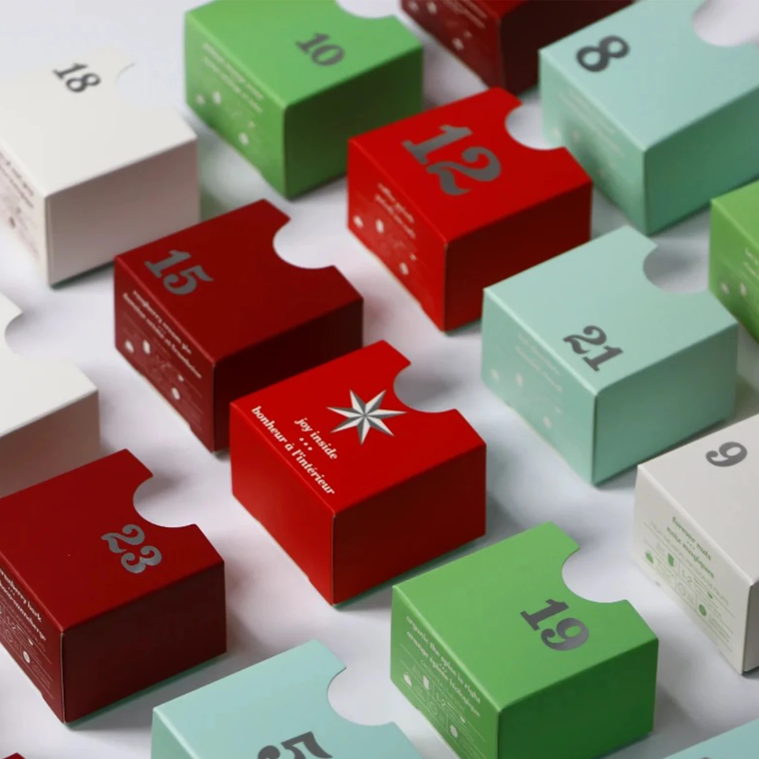 Custom Advent Calendar Luxury Cardboard Paper Gift Beauty Cosmetic Packaging Mistery Surprise Christmas Advent Calendar Box