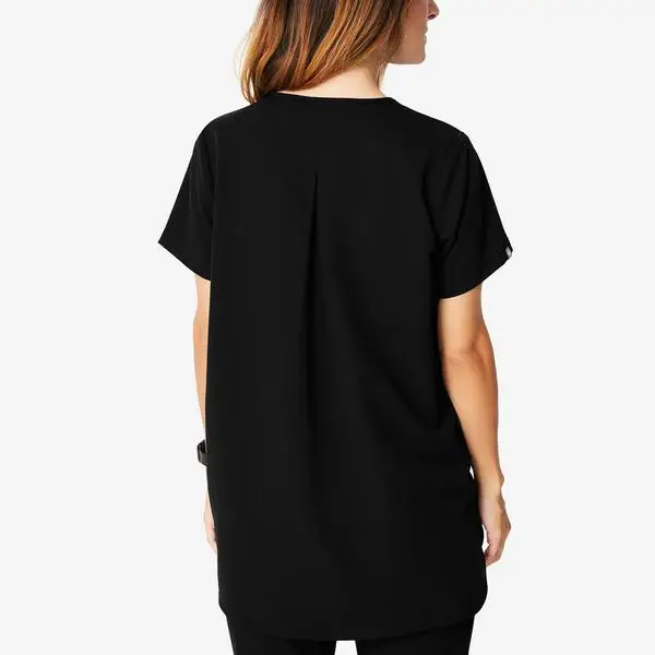 
V- neck Wholesale Black Color Skin-friendly Easy-care Women Nurse Uniform Maternity Design Scrubs 