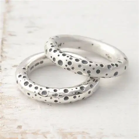 Customized 925 sterling silver engraving blank D shape flat band ring