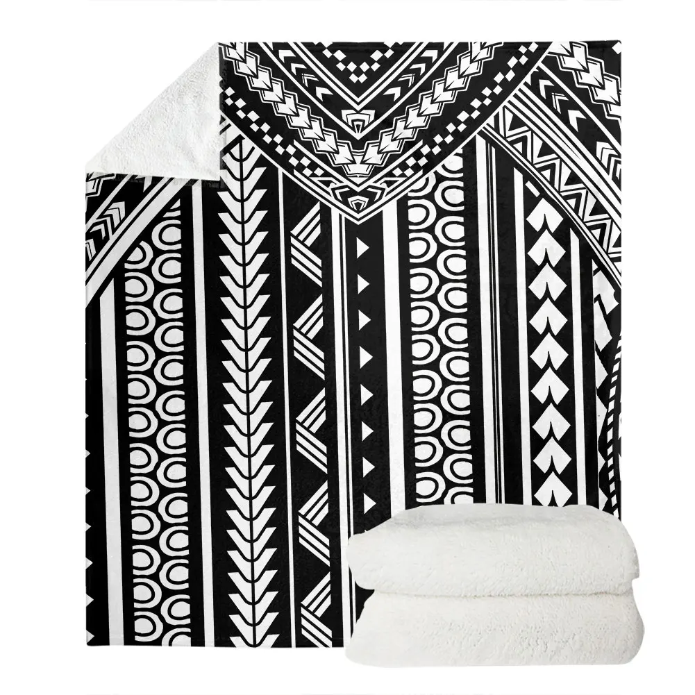 Прямая поставка Лидер продаж полинезийское племенное черное тяжелое одеяло с принтом королевского размера вязаное одеяло для зимы двойное одеяло