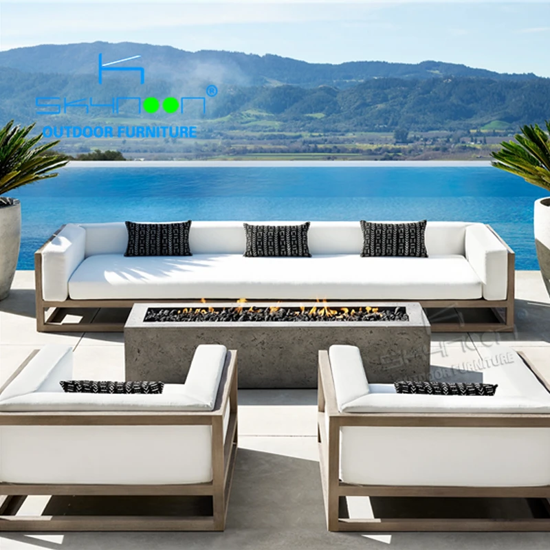 Outdoor Garden Couch Furniture with firepit table Outdoor Sofa Set High End Best Selling Teak Outdoor Furniture(TK012)