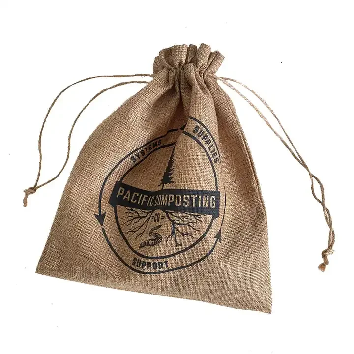 Reusable Jewelry Soap Hemp Burlap Linen Jute Bracelet Pouch Customize Small Jute Drawstring Bags