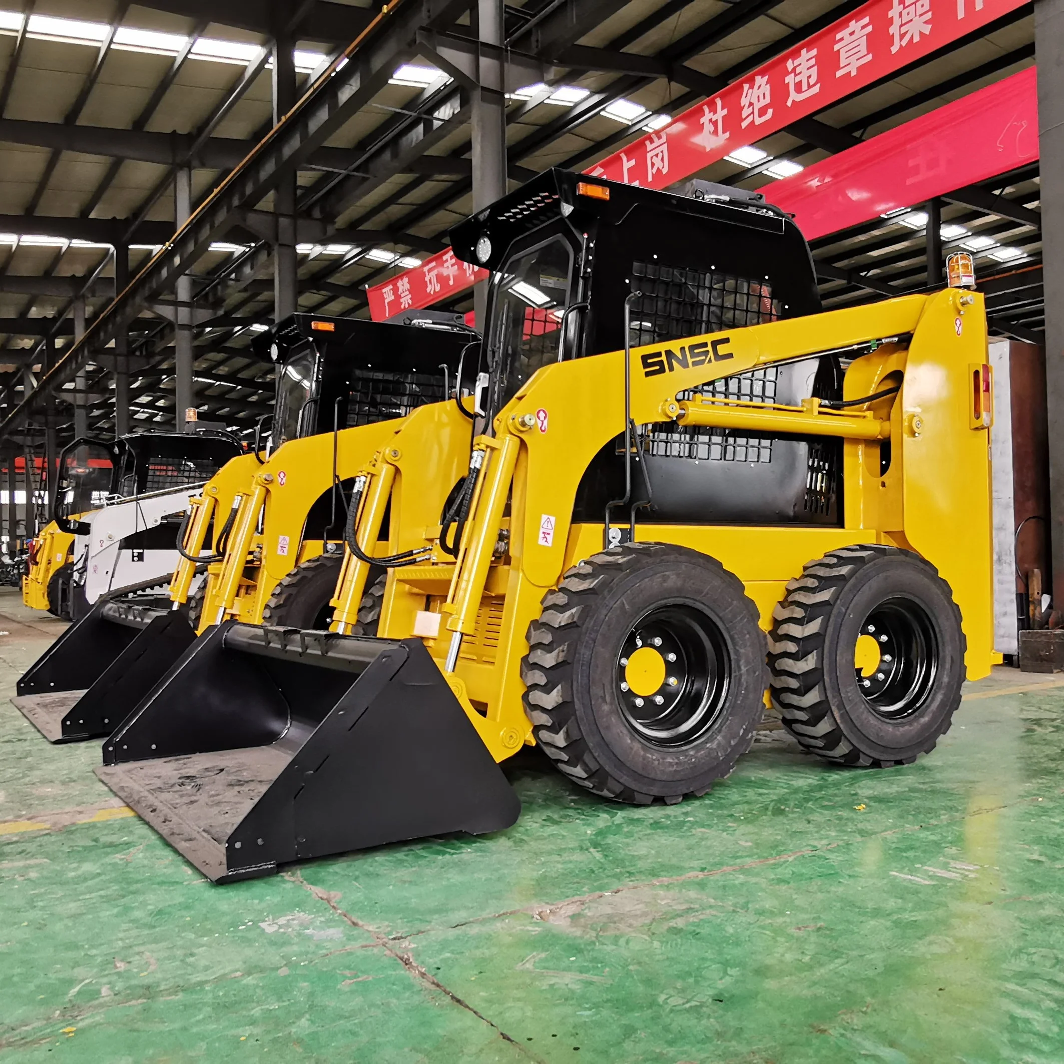 SNSC mini tracked wheel skid steer loader with backhoe attachments