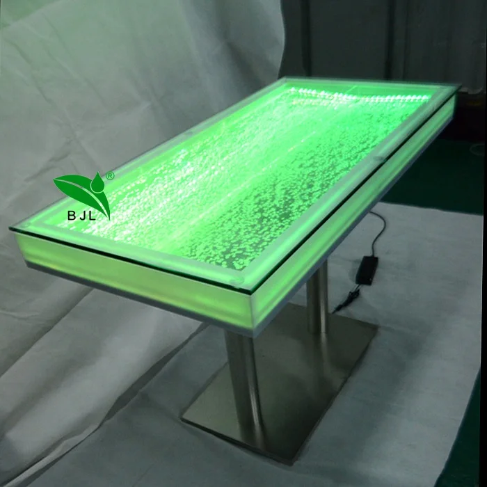 Restaurant Aluminum Base Water Bubble Panel Led Glowing Dinning Table