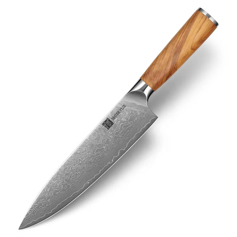 Excellent quality wood handle Custom Made Hand Crafted VG10 Damascus Steel kitchen chef knife