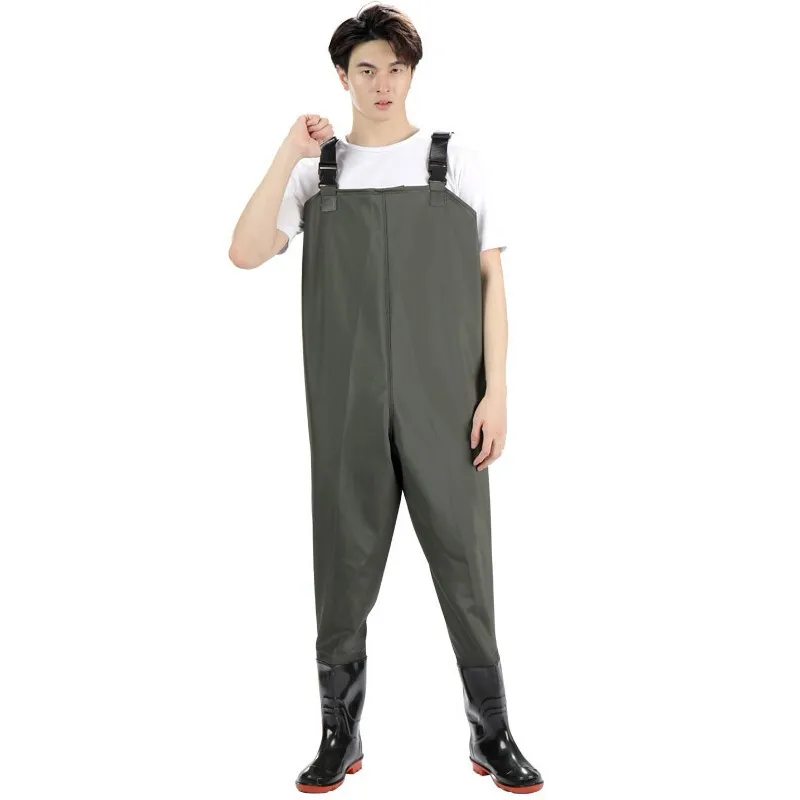 Lightweight Boot waterproof breathable pvc rubber hunting fishing chest waders with boots