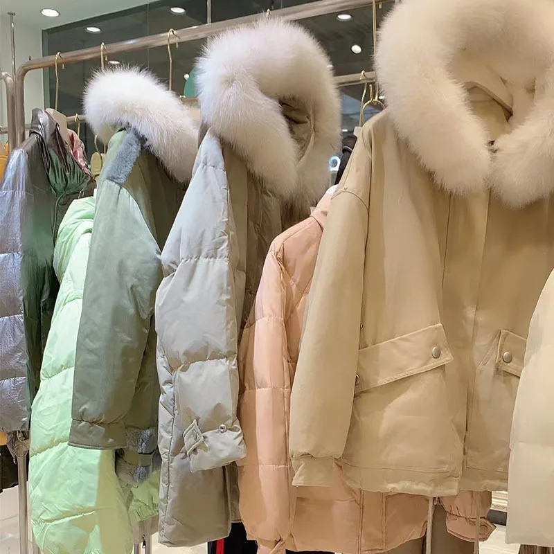 Новинка Зима 2022 куртка на белом утином пуху б/у Оптом Скидка Женская одежда