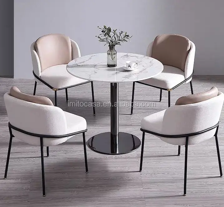 
Italy Modern Design Round Coffee Table With White Marble Top European Luxury Small Round Meeting/Negotiating Table 