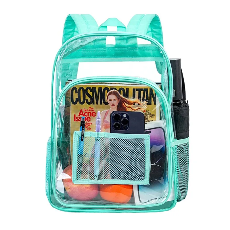Custom High Quality Transparent School Backpack Women Travel Backpack Bag PVC TPU Backpack Kids Clear Bag Stadium Approved