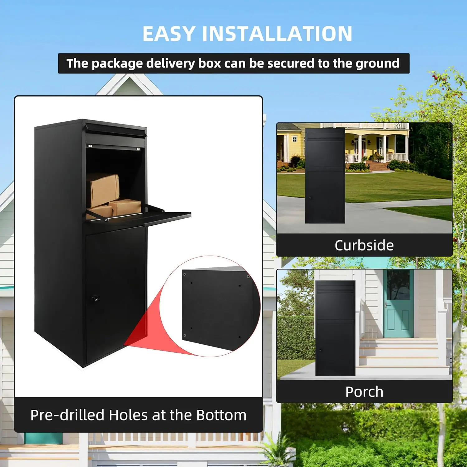 Express Delivery Boxes for Outside, Steel Mailbox for Parcel Cold Rolled Steel Envelope Slot, and Lockable Storage Compartment
