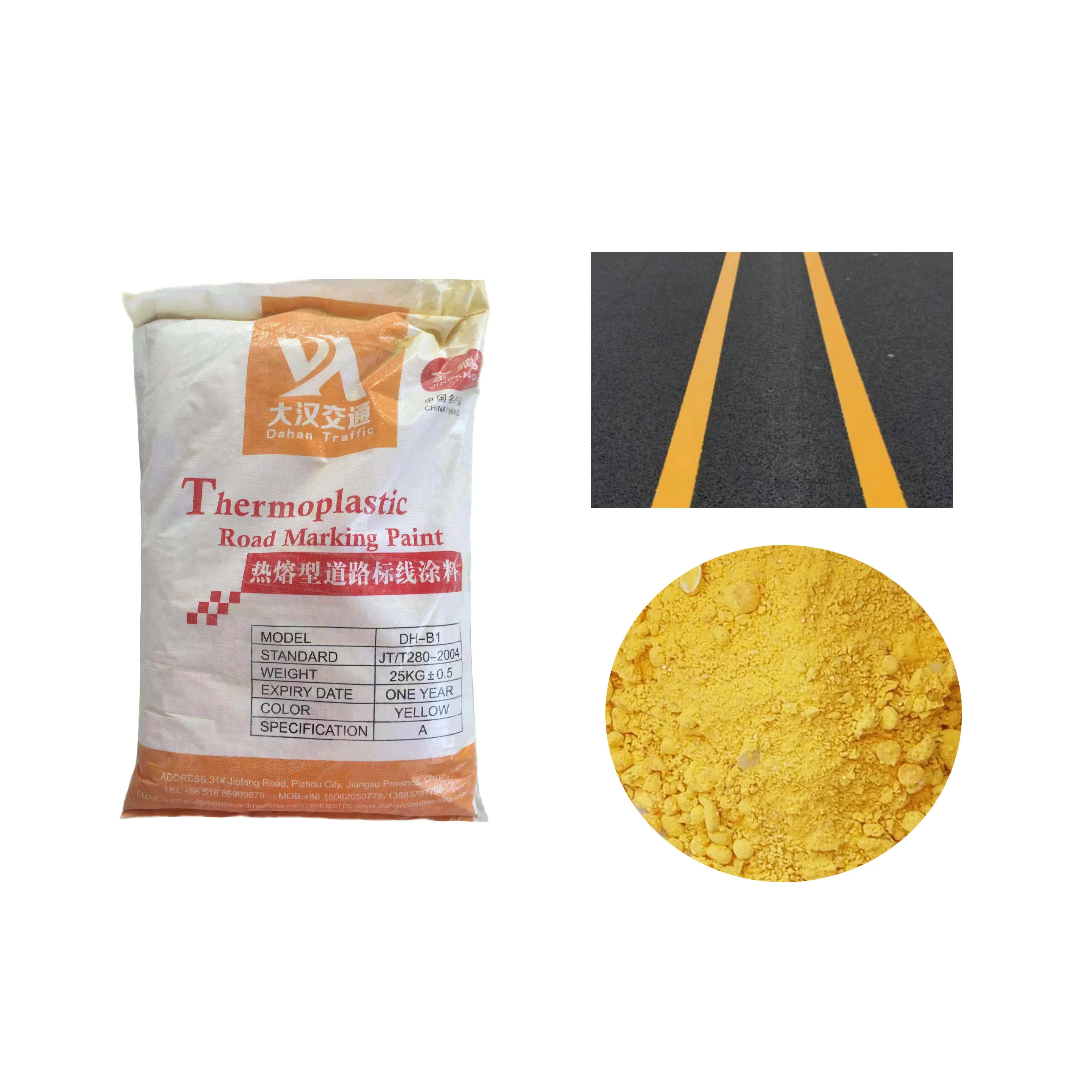 Factory direct sale thermoplastic traffilc line powder paints road yellow paint