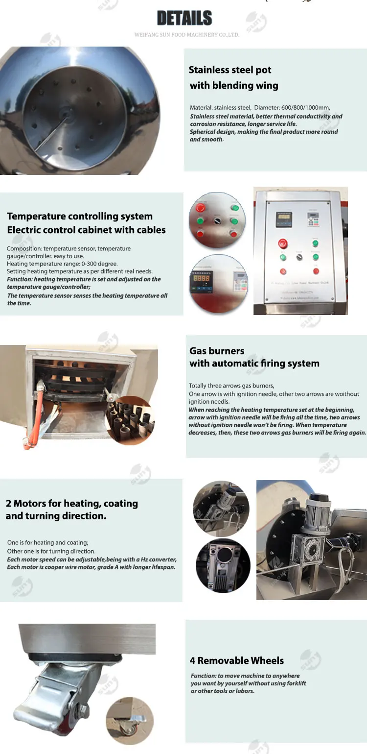 Stainless steel caramel peanut coating machine cashew nut almond coating machine groundnut nut