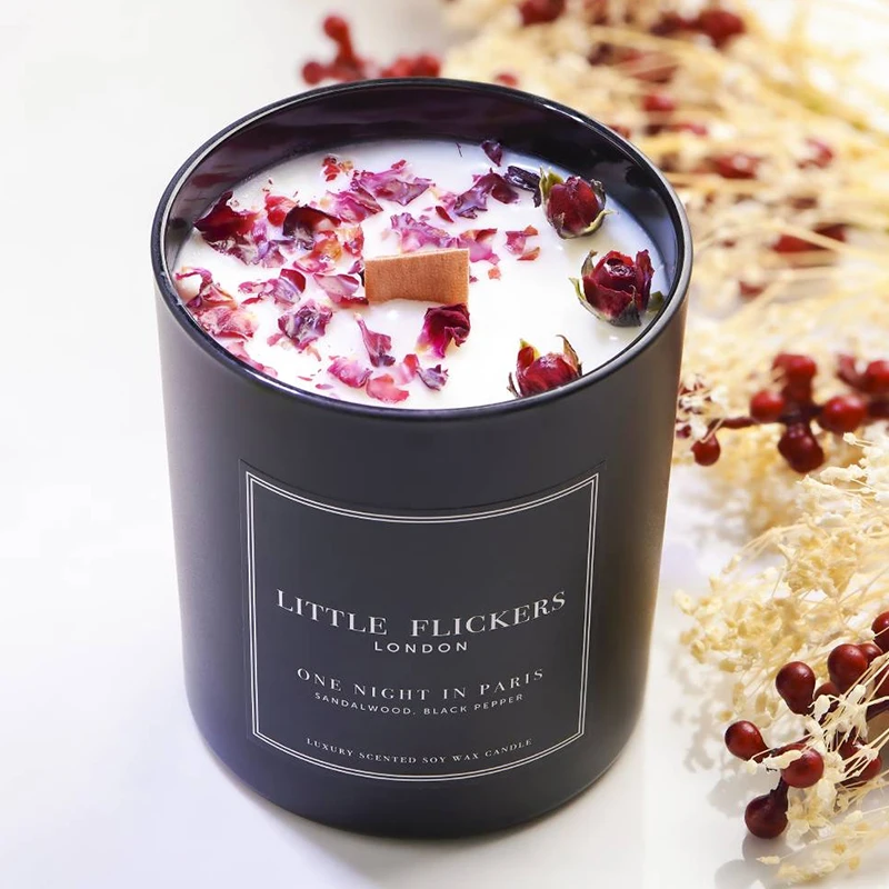 Clean burning special design new coming cheap natural soy wax wood wick scented candles