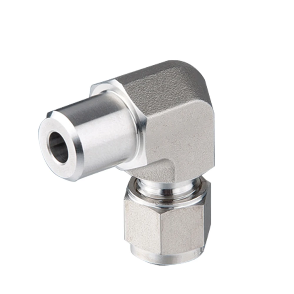 Stainless Steel 304 SS304  Butt Weld to Double Ferrule Elbow Compression Fitting 90 Degree Tube Connector