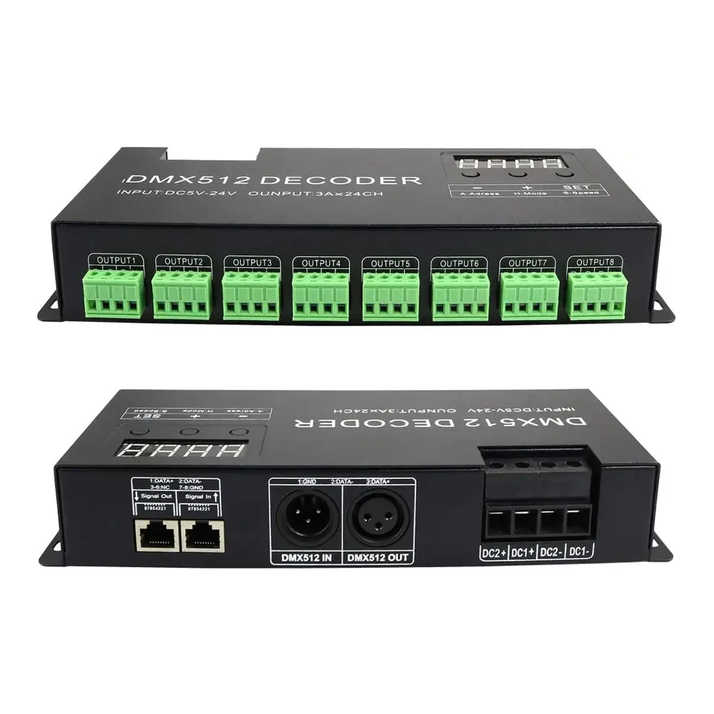 Сигнал управления DC5-24V PWM 24 канала цифровой DMX512 светодиодный декодер для освещения DMX RGB