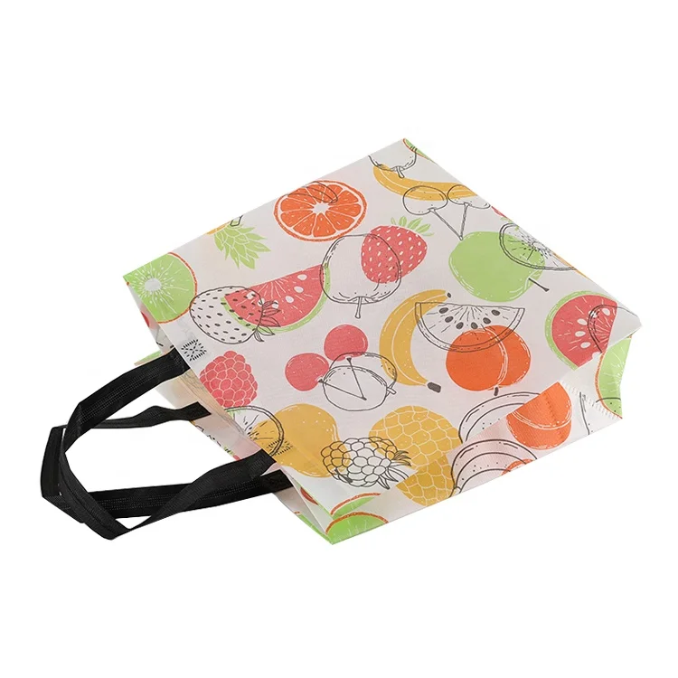 Eco-friendly PP Colorful Reusable Custom Non-woven Horizontal Folding Tote Shopping Bag