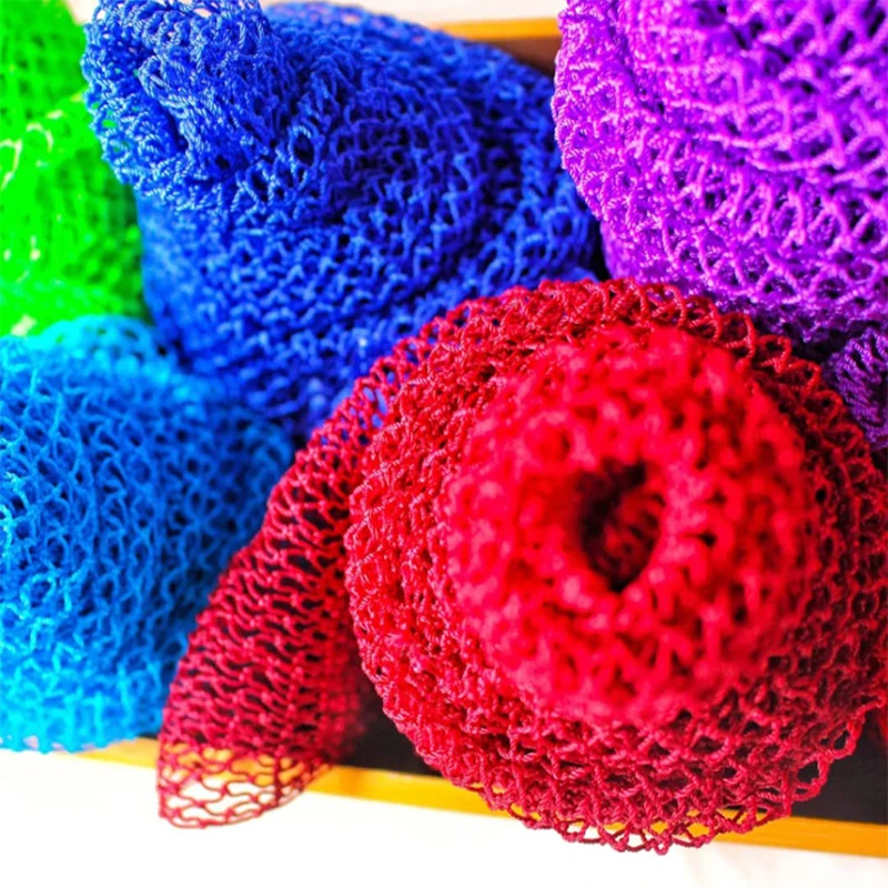 Custom Colors Skin Exfoliating Back Long Scrubber Nylon Mesh Shower Scrubbing Sponge Bathing African Net