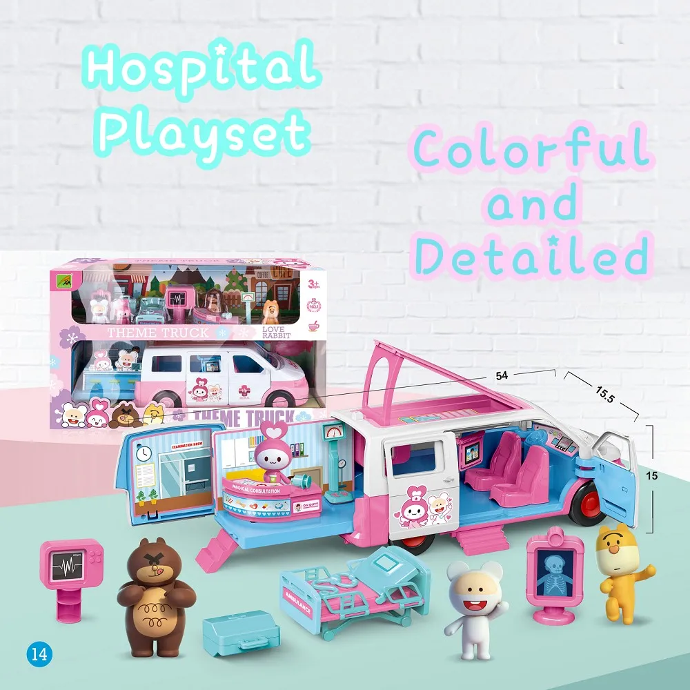 
Roll Play Best Doctor Toy, included 1 ambulance 4 mini dolls 
