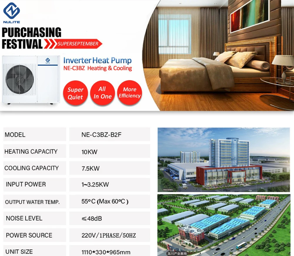 Инвертор постоянного тока C3BZ Nulite 10 кВт 20 воздушный водяной тепловой насос HVAC кондиционер домашние охлаждающие тепловые насосы