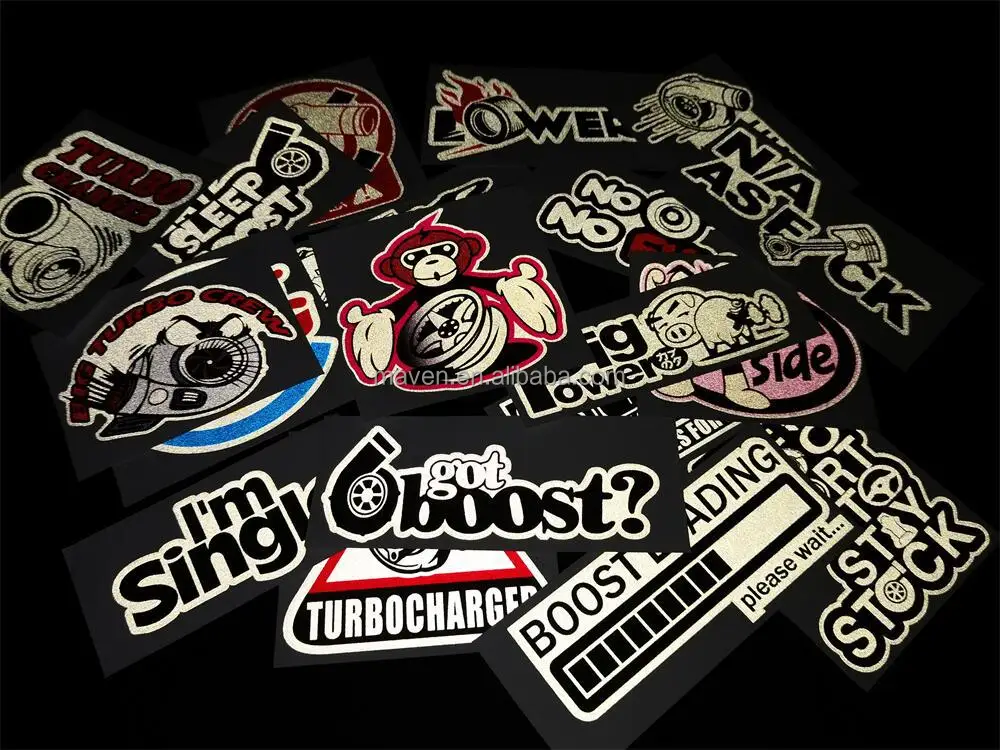 Wholesale Waterproof JDM Turbo Reflective Stickers For Laptop Bottle Car Motorcycle Racing Car Decal Sticker