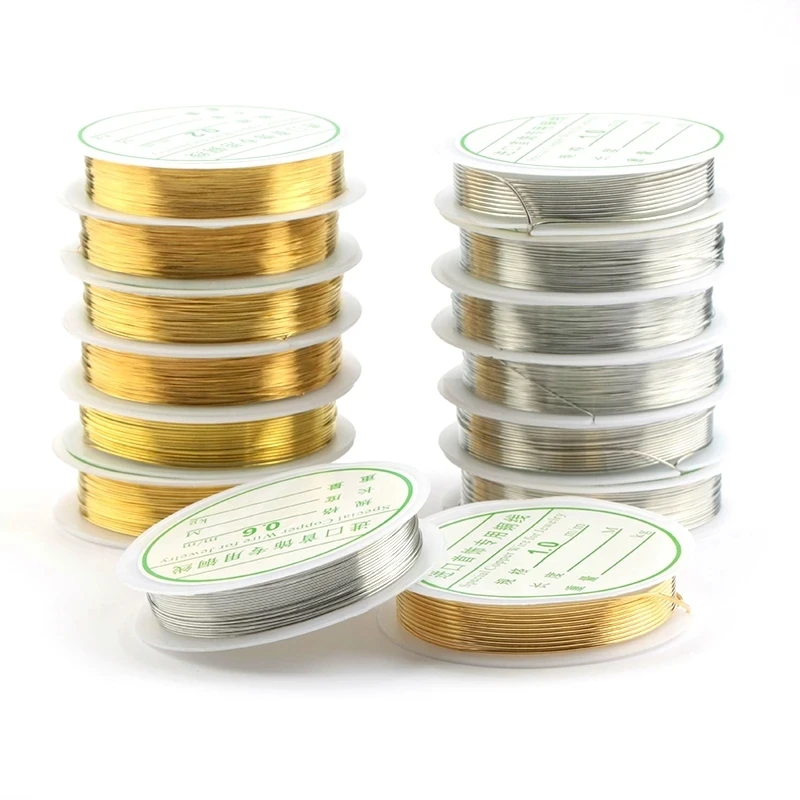 0.2mm-1mm Golden Silver Plated Copper Wire String Thread Beading Wire Necklace Bracelet Accessories For Jewelry Making DIY