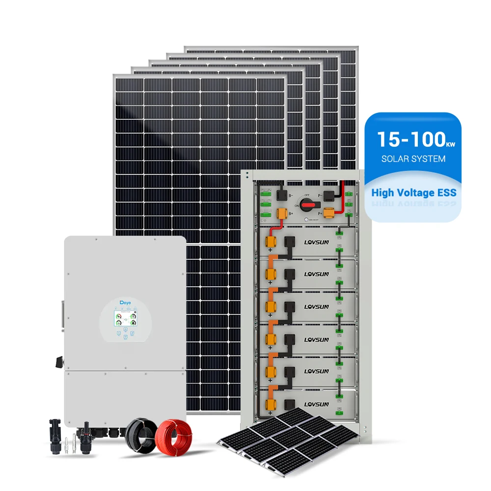EU stock High Voltage Battery 100kwh Deye Inverter 20kw 30kw 40kw 50kw Solar System with 100kwh lithium battery 10years warranty