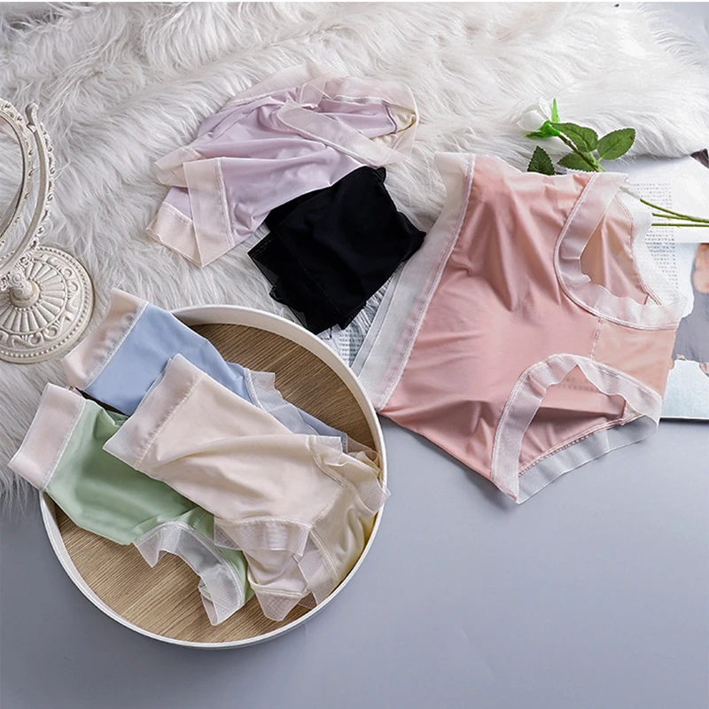 Summer Ice Silk Mask Pants Seamless Underwear Ladies Thin Pure Sexy Translucent Girl Wholesale Spot